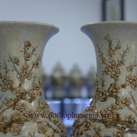 Bình hoa rạn nổi H63cm đắp Phú Quý Mãn Đường